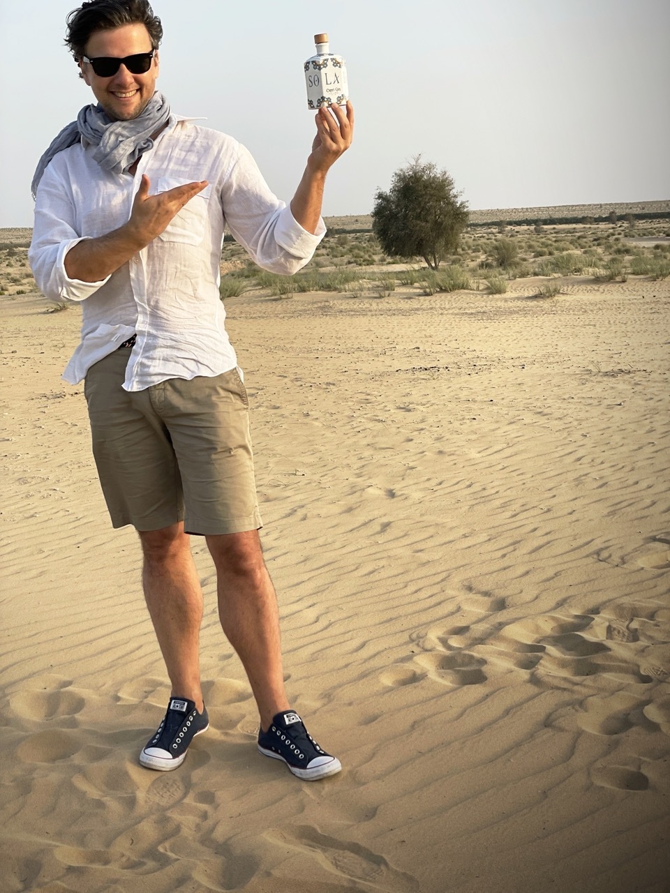 lorenzo Solaro with lots of sand