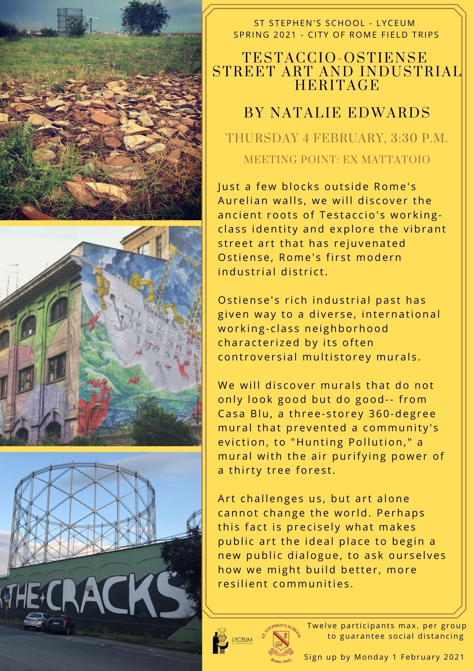 LYCEUM SPRING 2021 series   City of Rome Field Trip   Testaccio Ostiense Street Art and Industrial Heritage